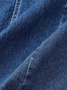 Sweetra Fashionable Casual Women Elegant Sleeveless Top Paired With Denim Skirt Suit - Medium Wash - View 4