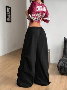 Coolane 女士休闲黑色梭织阔腿裤 - 黑色 - 查看 5