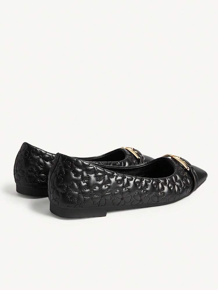 CUCCOO CHICEST Square Toe Loafers, Soft Sole, Buckle Decor, Elegant Versatile Comfortable Slip-On Flat Black Shoes For Commuting Wedding Shoes Spring Shoes Bride Shoes