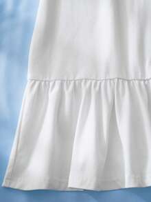 HELLO KITTY AND FRIENDS | SHEIN Women's Cartoon Print Ruffle Hem Hooded Nightgown - White - View 6