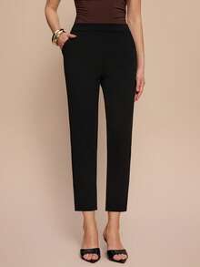 Olia Maree Olia Maree 女士休闲纯色百搭口袋裤 - 黑色 - 查看 5