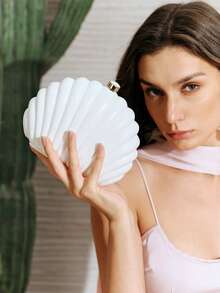 SHECARRY Ladies Clutch Bag, Exquisite Resort Shell Clutch Bag - White - View 10