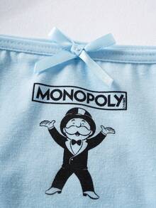 MONOPOLY X SHEIN Young Girl Cartoon Print Camisole & Panty Set - Baby Blue - View 6