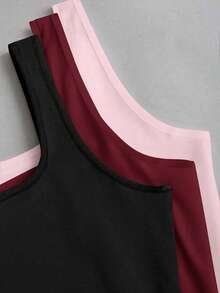 EMERY ROSE Camiseta de tirantes estampada de talla grande, Camiseta de tirantes casual de cuello redondo de talla grande, Camiseta de tirantes de moda de talla grande, Conjunto de 3 camisetas de tirantes de talla grande, Verano - Multicolor - Ver 9