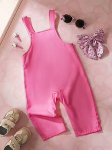 HELLO KITTY AND FRIENDS | SHEIN 1件女婴休闲宽松印花背带裤 - 粉色 - 查看 2