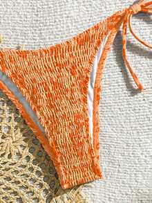 Swim Vcay Women's Summer Beach Halter Tie Sexy Bikini Swimwear Set - Orange - View 3