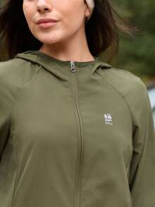 In My Nature Women's Hooded Zipper Pocket Casual Versatile Daily Outdoor Regular Long Sleeve Jacket - Army Green - View 3