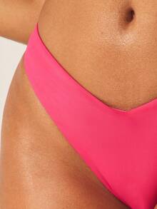 MISSGUIDED Women's High Waisted Bikini Bottom V-Cut Cheeky Triangle Swimwear Beach Summer Vacation Pool Party Hot Pink Bright - Hot Pink - View 4