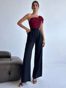 Firerie 女士优雅蝴蝶结装饰无袖紧身衣 - 酒紅色 - 查看 6