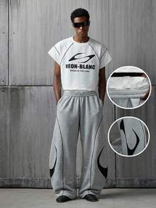 NEON BLANC Men's Street Fashion Casual Sprouting Print Sweatpants - Light Grey - View 8