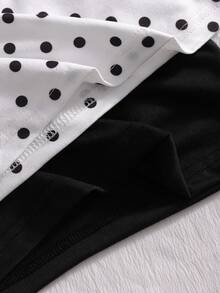 White With Black Polka Dots,Summer,Cute,School Halter Neck Cropped Top,Ruched Fitted Removable Bow Blouse For Tween Girls,Starfish Decor,Pearl Chain - White - View 7