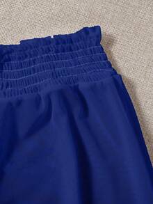 Swim Mod 三件套条纹比基尼套装：蓝白条纹泳裤、白色罩衫、休闲短裤，适合春夏季节、度假、海滩派对。 - 寶藍色 - 查看 4