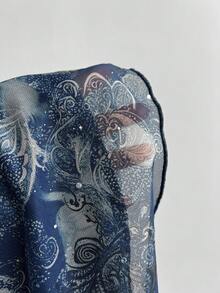 Elamini 复古 Perris 花卉亮片 V 领短袖收腰不对称下摆娃娃衫，适合春夏女装，包括女士上衣和衬衫、夏季女装、短袖上衣和夏季女装。 - 藏蓝色 - 查看 6