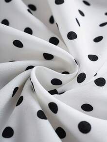 HELLO KITTY AND FRIENDS | SHEIN Women's Polka Dot Pattern Fishtail Hem Fashionable Midi Skirt - White - View 6