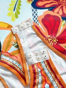 Soleia 新款休闲度假西部海滩婚礼宾客着装，毕业早午餐，圣帕特里克节，春假，复活节，音乐节，优雅波西米亚热带印花系带连体衣，女士款 - 彩色 - 查看 3