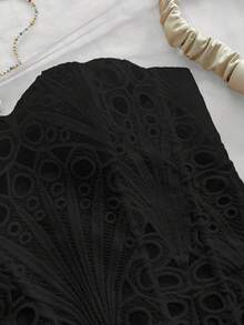 Soleia Nouvelle tenue décontractée pour vacances, mariage sur la plage, invité, rentrée scolaire, remise de diplôme, brunch, Saint-Patrick, vacances de printemps, Pâques, festival de musique. Ensemble élégant, bohème, tropical chic, texturé, ajouré, dos nu, avec nœud, pour mariage, top court, deux pièces pour femmes - Noir - Voir 3