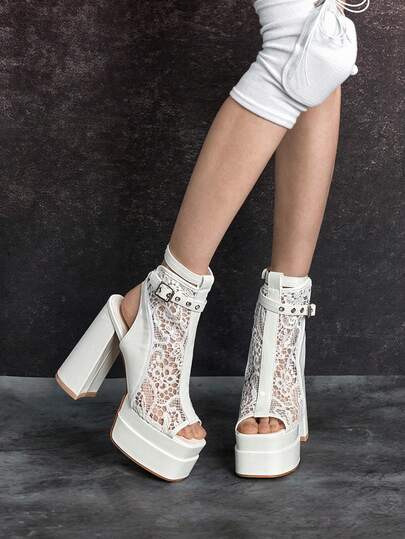 Sugerpunk 女鞋 时尚华丽防水高跟凉鞋 圣诞派对性感夜店风