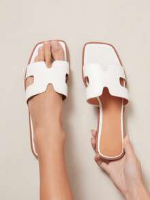 SHUZIA Women's Fashionable Flat Sandals Holiday Vacay Vibe For Summer Shoes Spring Shoes Spring Break Easter Vacation Shoes Casual Shoes Beach Shoes Mother's Day Present For Christmas Valentine's Day - White - View 2