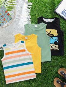 Young Boys' Summer Casual Round Neck Tank Top - Multicolor - View 6