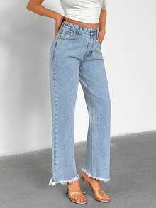 SHEIN Woman High Rise Crop Ankle Length Baby Blue Denim Jean - Light Wash - View 6