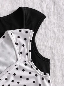 White With Black Polka Dots,Summer,Cute,School Halter Neck Cropped Top,Ruched Fitted Removable Bow Blouse For Tween Girls,Starfish Decor,Pearl Chain - White - View 6