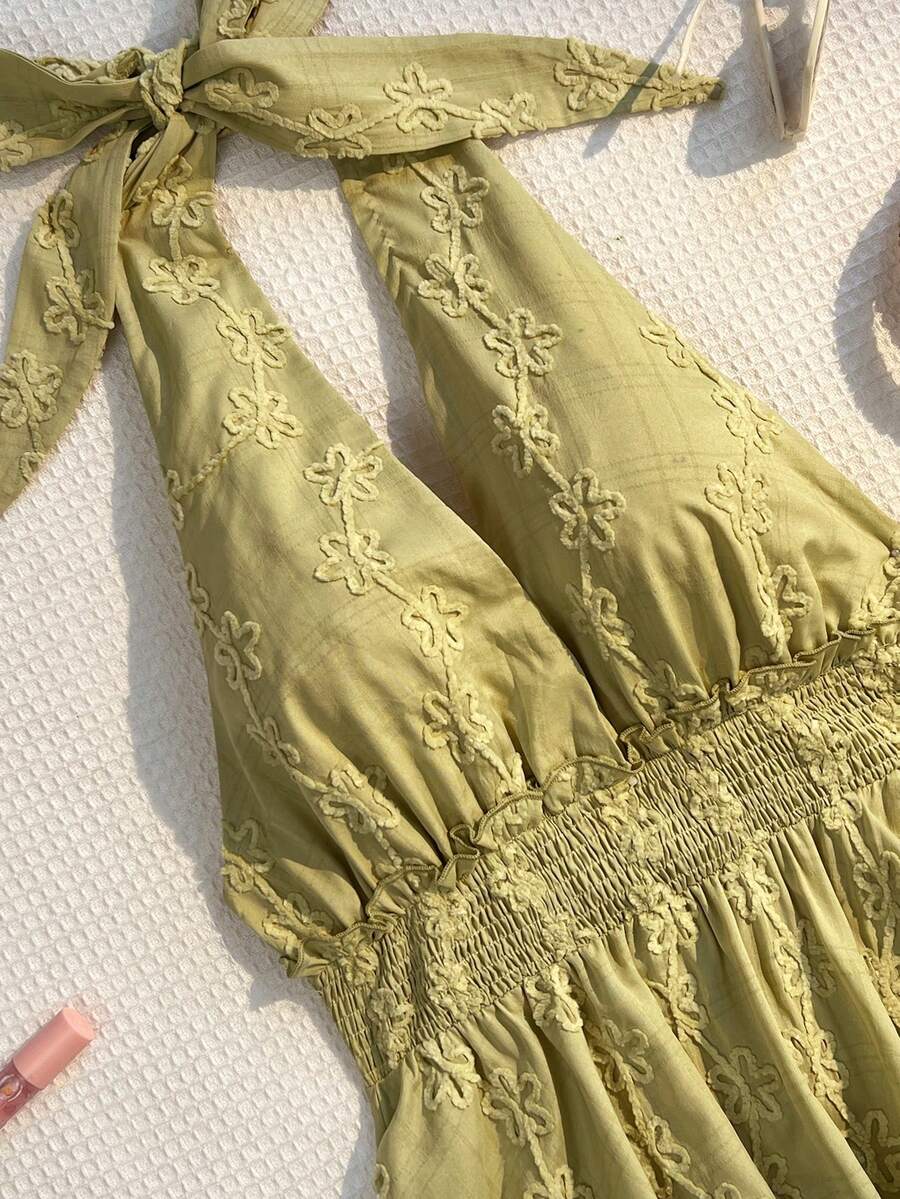 Sunnyshic 女士夏季绿色刺绣3D花卉吊带露腰衬衫 - 薄荷綠 - 查看 1