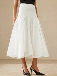 Aveloria Rosie Chân váy kiểu Pháp thanh lịch, chất liệu vải mềm mại, thiết kế vạt rộng, thích hợp cho hẹn hò và du lịch. - trắng - Xem 3