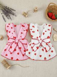 PETSIN 狗狗服装、猫咪服装、动物裙装、宠物春夏新品系列、幼犬连衣裙、公主风百搭连衣裙、条纹印花、小型动物服装、清凉防晒霜 - 彩色 - 查看 3