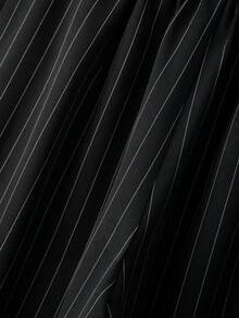 SHEIN Franclia Women's Striped Casual Versatile Wide Leg Pants For Daily Wear - Dark Grey - View 7