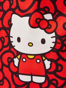 HELLO KITTY AND FRIENDS | SHEIN Ladies' Cute Cartoon Pattern Convenient Handbag - Fiery Red - View 3