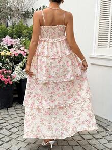 SHEIN Maternity Summer Pregnant Floral Dress Comfortable, Soft Vacation - Pink - View 2