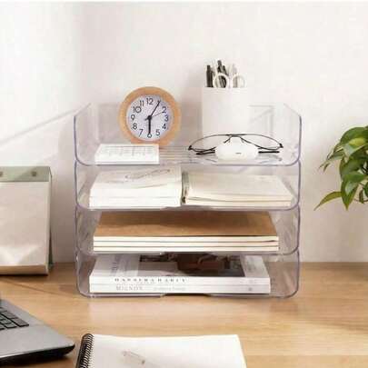 2/4pcs Stackable File Tray Organizer - A4 Paper Sorting Desktop Tray With 2/4 Tier File Racks, Office & Study Supplies, Desk Organizer - Back To School Essential