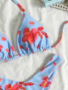 Swim Mod Women's Tropical Print Two Pieces Bikini Set, Casual Holiday - Multicolor - View 6