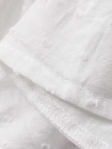 Livesso 春夏纹理波点白色衬衫，镂空蕾丝饰边荷叶边前系带吊带背心，音乐节性感海滩度假风 - 白色 - 查看 3