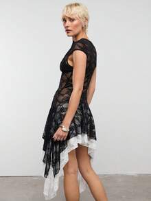 COUREZ LACE MIDI DRESS WITH CUT OUT TOP DETAIL - Multicolor - View 5