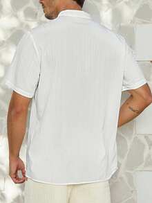 VIVINTIMO Men's Solid Color Simple Daily Short Sleeve Shirt Shirts For Men Polo Shirts For Going Out - White - View 2