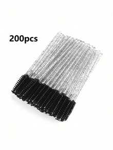 200/500pcs Eyelash Brushes, Mascara Brushes (With Container), Flexible Disposable Eyebrow Brushes, Eyelash Extension Brushes, Eyebrow Brushes, Castor Oil Brushes. - Black - View 5
