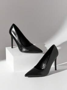 SHUZIA 女士优雅时尚性感尖头金色细高跟鞋 - 黑色 - 查看 3