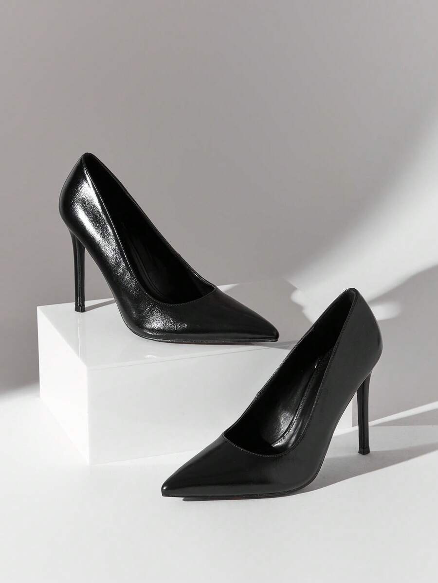 SHUZIA Women's Elegant Chic Sexy Pointy Toe Gold Stiletto Pumps - Black - View 1