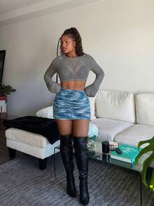 Tyla Gomez 美国复古紧身铅笔裙，性感合身 - 藍色 - 查看 3