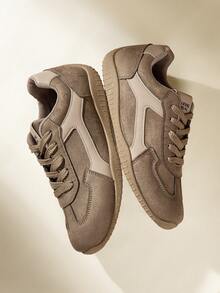 CUCCOO EASI Zapatillas deportivas casuales cómodas y de suela plana para mujer - Caqui - Ver 4