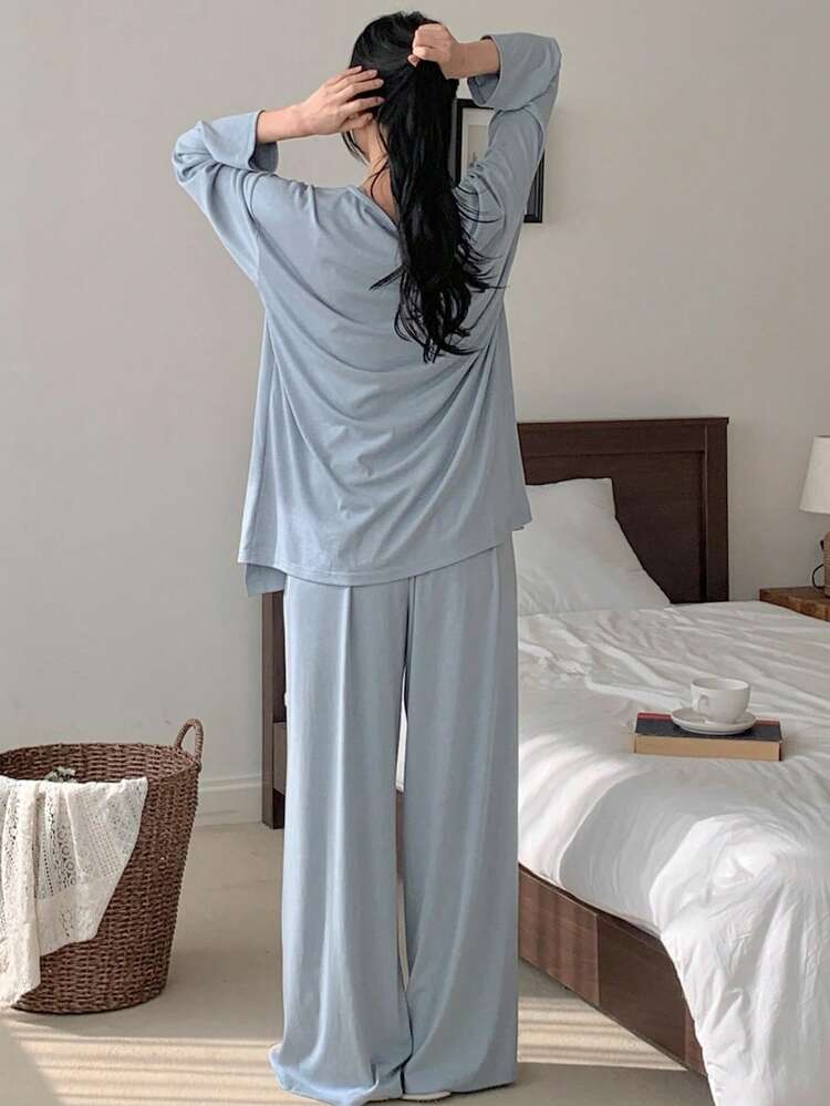 3pcs Relaxed & Comfortable Knit Women Pajama Set