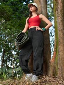 In My Nature Women's Woven Nylon Water-Resistant Outdoor Pants - Black - View 6