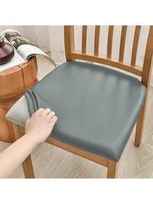 1 件浅灰色 PU 双弹力靠垫套，带舌带，现代简约设计，弹力防水防尘椅套保护套，适用于客厅、餐厅、厨房椅子办公椅椅垫座垫办公室装饰房间装饰 - 彩色 - 查看 8