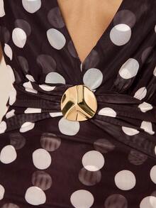 Lumalex 女士波点深V领露背性感连衣裙 - Bold Plum - 查看 10