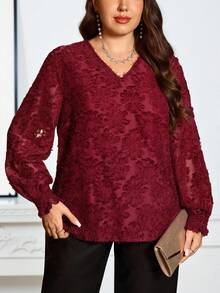 Miaspire Áo blouse cổ chữ V tay dài màu đỏ tía trơn thanh lịch dành cho nữ mùa thu/đông, áo blouse màu đỏ tía, áo blouse màu rượu vang, áo blouse thanh lịch dành cho nữ, áo màu hạt dẻ, mùa thu, áo blouse tay dài cỡ lớn, áo blouse màu đỏ cỡ lớn, mùa đông, giáng sinh, năm mới, thích hợp cho nhiều dịp, đêm hẹn hò, tiệc đêm, tiệc sang trọng, đi chơi, mới 2025, đơn giản và thời trang để mặc hàng ngày - Màu Đỏ Sâu - Xem 5