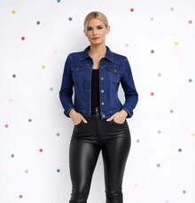 Chamarra de mezclilla para dama - Azul Marino - Ver 1