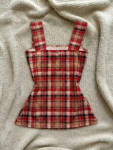 Glimmora Women's Plaid Ruched Casual Versatile Daily Wear Top - Multicolor - View 2