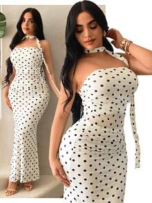 SHEIN SXY 波点无袖上衣和波点中长裙 - 彩色 - 查看 8