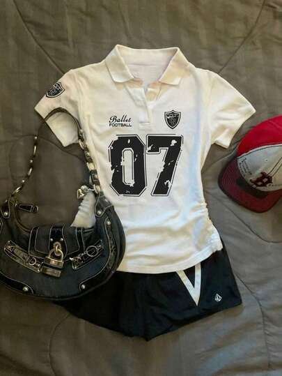 Glimmora 女士休闲数字印花短袖Polo衫，夏季